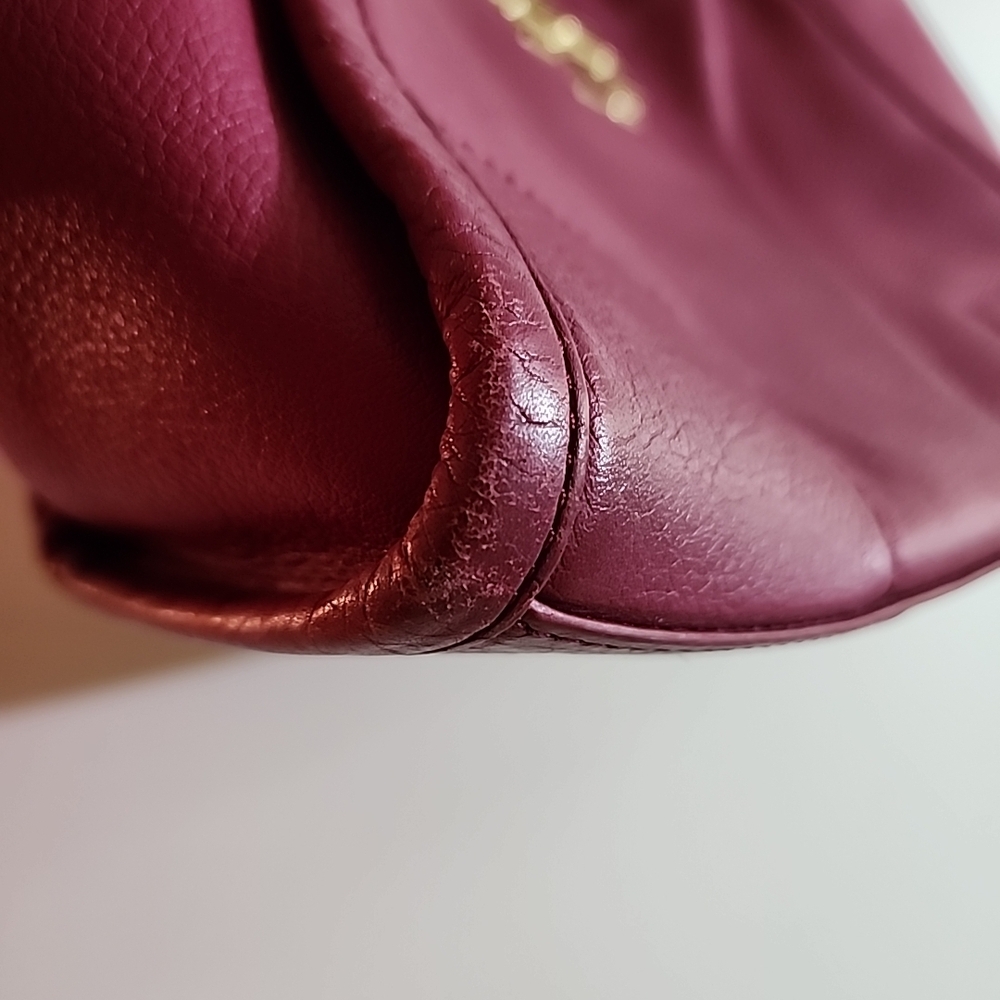Tory Burch Britten Raspberry Color Leather Slouchy Shoulder Handbag - Picture 7 of 11